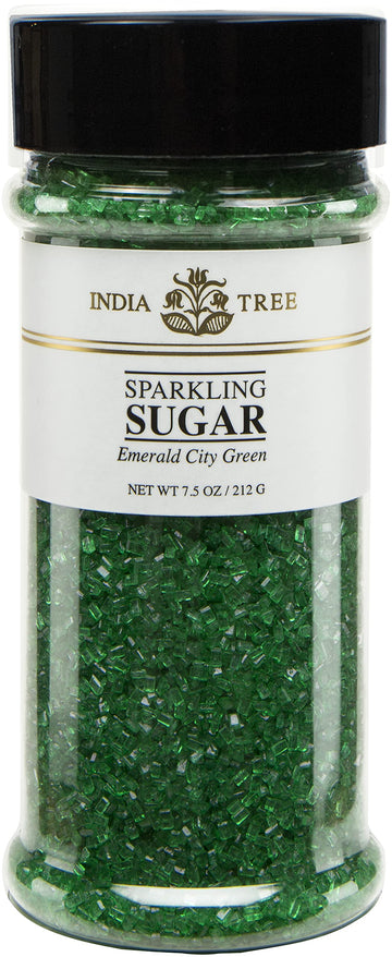 India Tree, Green Sparkling Sugar, Large Jar | Shimmery Sugar Sprinkles for Baking and Decorating | 7.5 Oz Jar (Pack of 1)