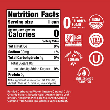 Nixie Organic Zero Sugar Soda  Classic Cola  0 Sugar  0 Calories  Healthy Soda Pop  Non-GMO  40mg Caffeine  12oz Can (1 Count)