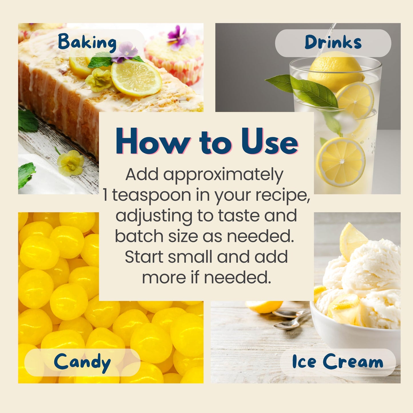 Organic Lemon Extract For Baking, Ice Cream, Drinks, And Candy - 2 Oz - Water-Soluble - By Harvest Moon Delights - Pure Lemon Fl
