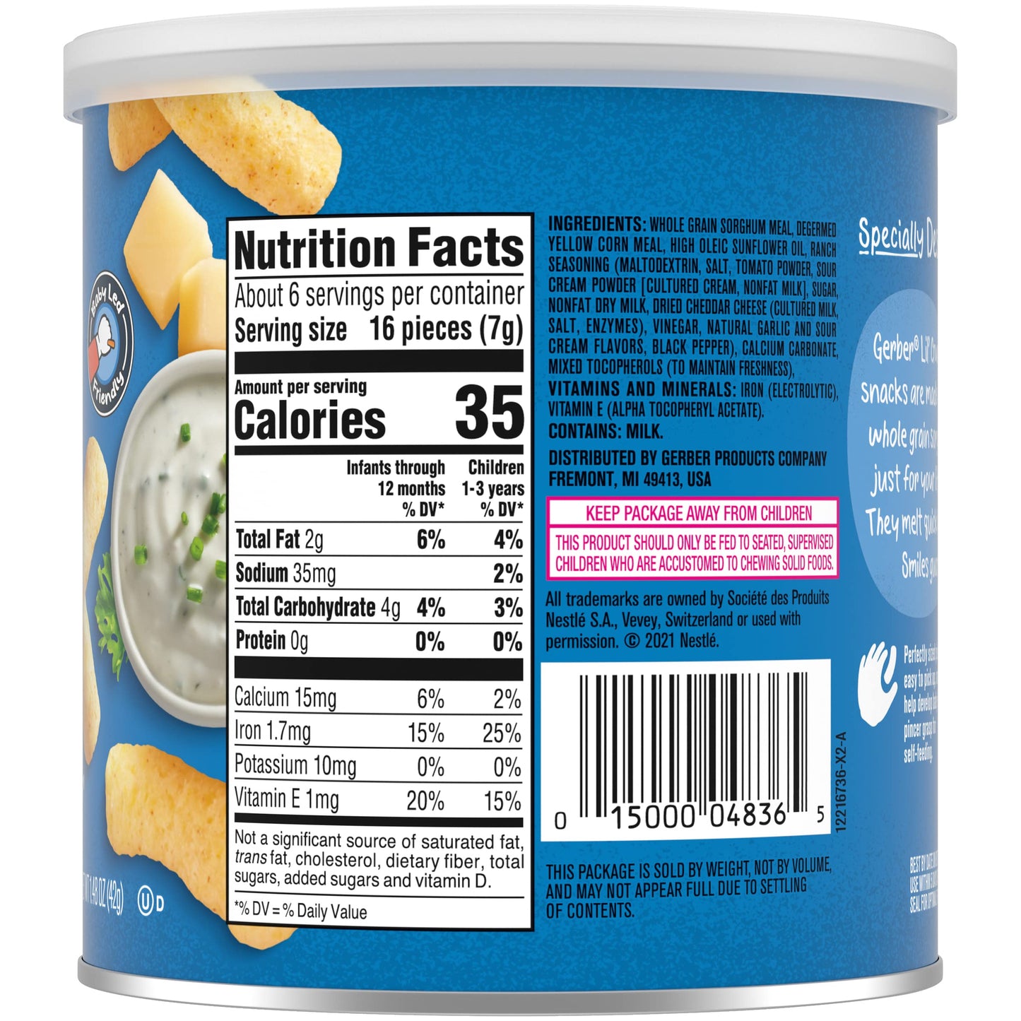 Gerber Snacks For Baby Lil Crunchies Baked Grain Snack (Ranch, Pack Of 6)