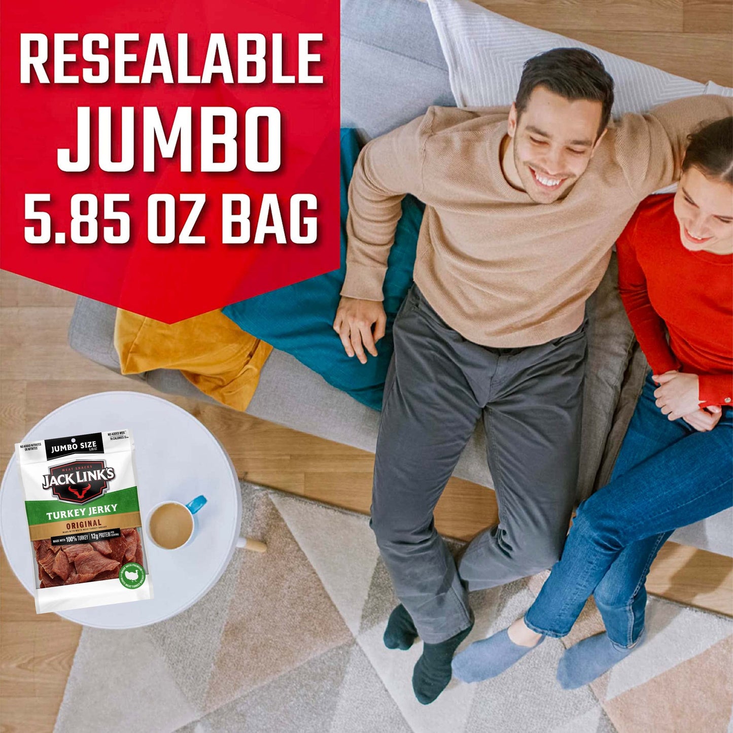 Jack Links Turkey Jerky, Original Flavor, 12g Protein, 5.85 oz Sharing Size Bag