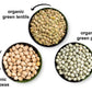 Food To Live Organic Pulses Bundle, 3 Pack - Whole Green Peas (5 Lb), Green Lentils (5 Lb), Chickpeas (5 Lb), Non-Gmo Dried Legu