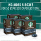 Starbucks Dark Roast Espresso Pods, 50-count, for Nespresso Vertuo, 1.35 oz per pod