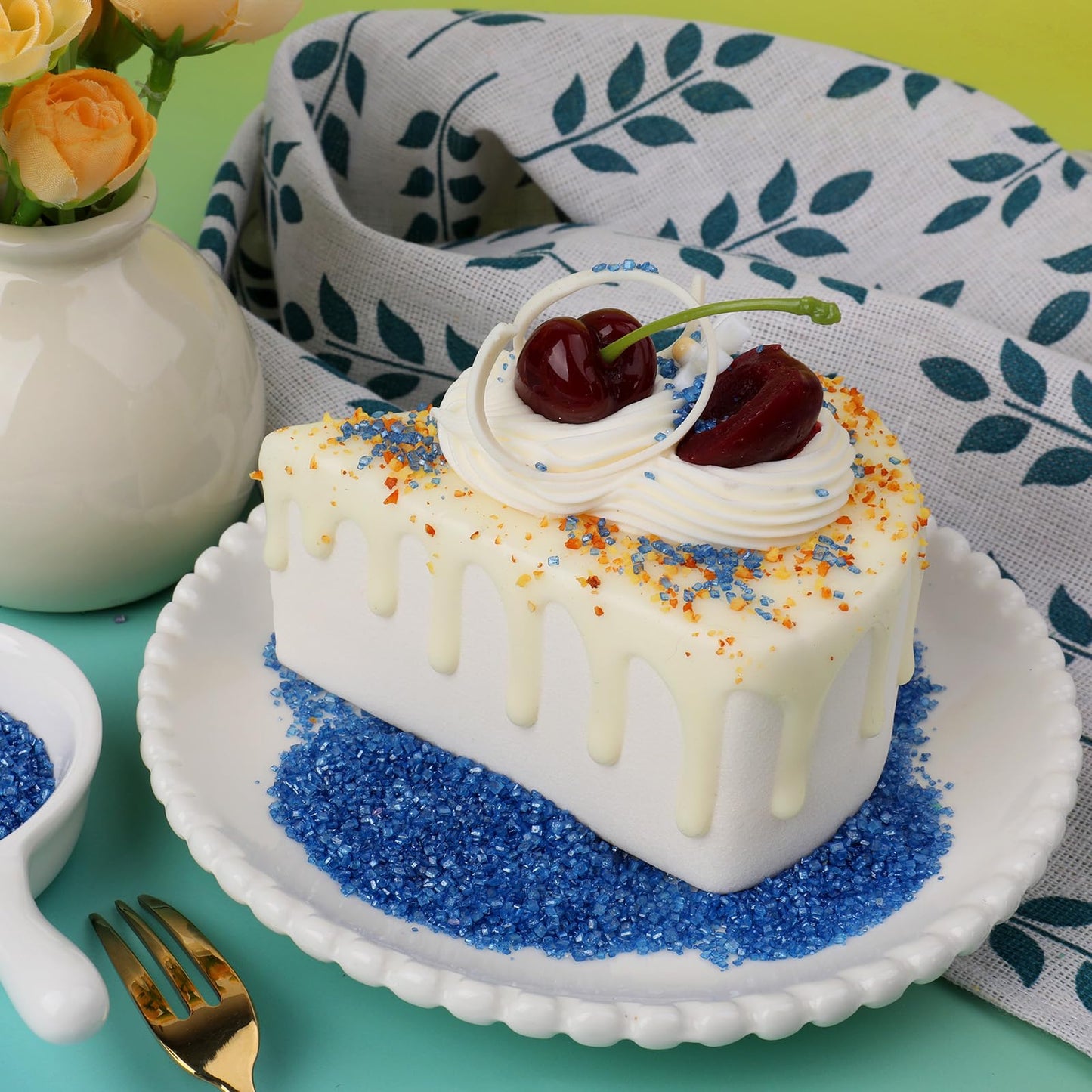 Blue Sprinkles, Blue Sanding Sugar Crystals, 4.6 oz Edible Sparkling Sugar for Baking Topping, Cupcakes, Cookies, Ice Cream & Ca