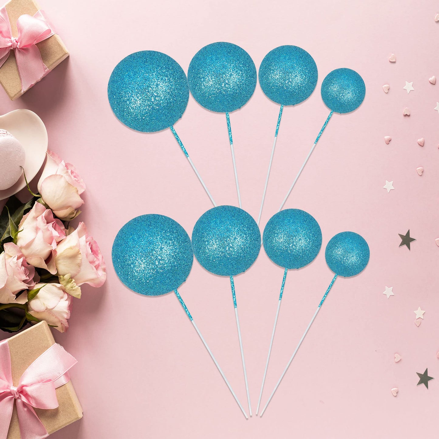30Pcs Glitter Balls Cake Topper Diy Cake Insert Toppers Ball Cake Picks Cupcake Topper For Birthday Party Baby Shower Wedding Ca