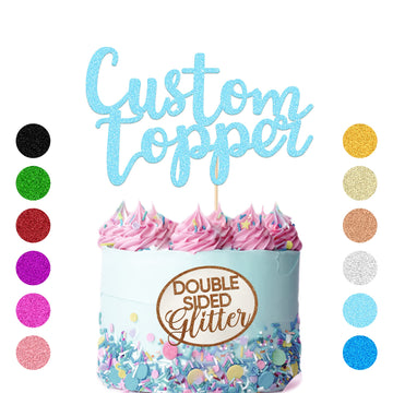Personalized Cake Topper Birthday Cake Toppers 11 Colours Wedding Cake Topper With Any Text Numbers Double Sided Glitter Cake Decoration For Anniversary Baby Shower(Baby Blue)
