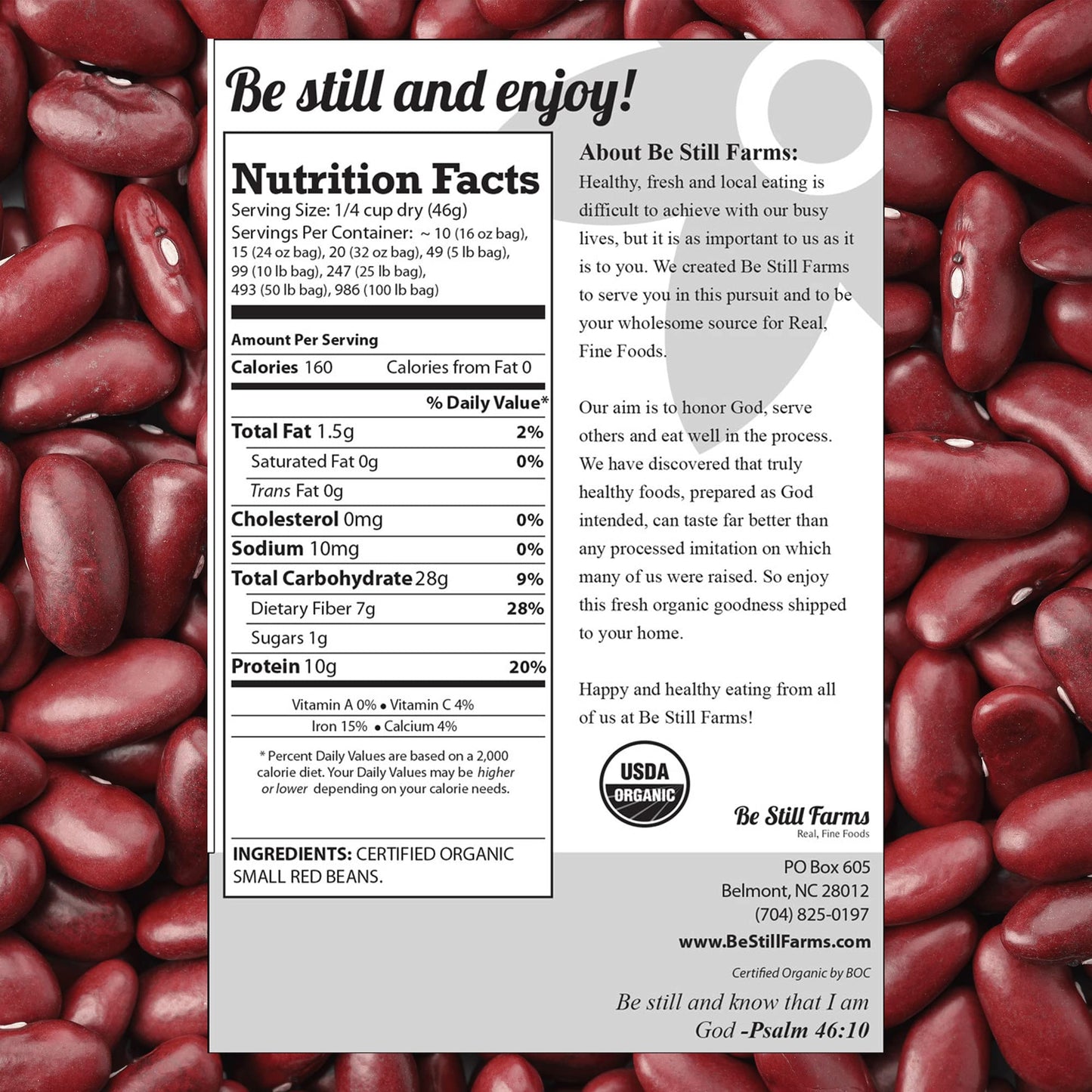 Be Still Farms Organic Red Kidney Beans Dry (4.8Lb) - Dried Small Red Beans Bulk - Great For Soups, Stews, Salads - High In Prot