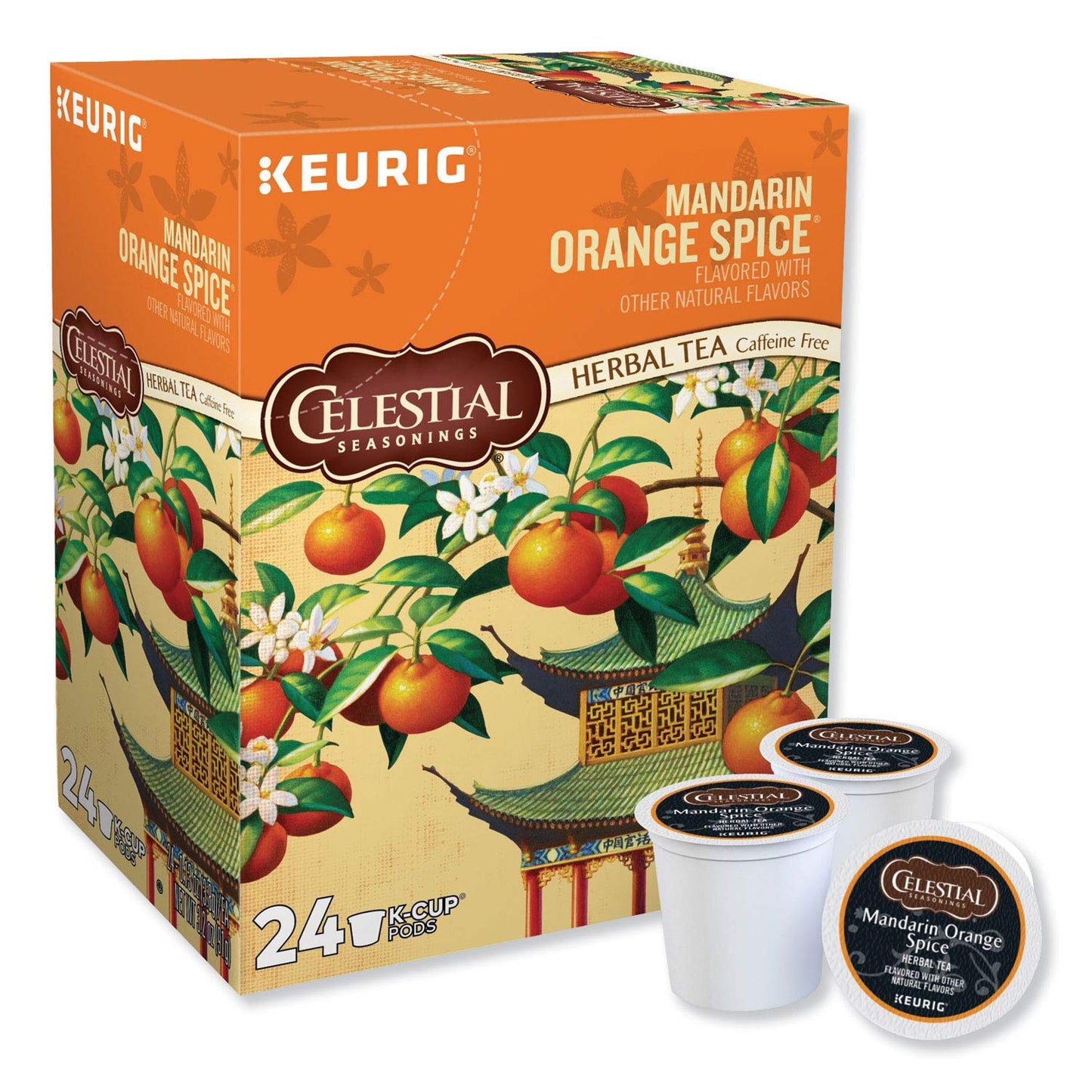 Celestial Seasonings Mandarin Orange Spice Herbal Tea K-Cup, 24 Count, Orange, Model 74-14735