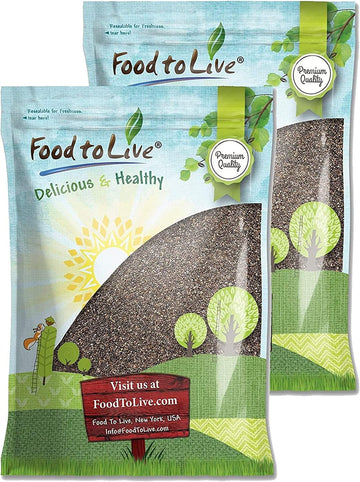 Food To Live - Black Chia Seeds, 15 Pounds Whole, Sproutable, Vegan, Kosher, Keto, Sirtfood, Bulk. Rich In Essential Fatty Acids, Fiber, Protein. Great For Chia Pudding, Smoothie, Oatmeal