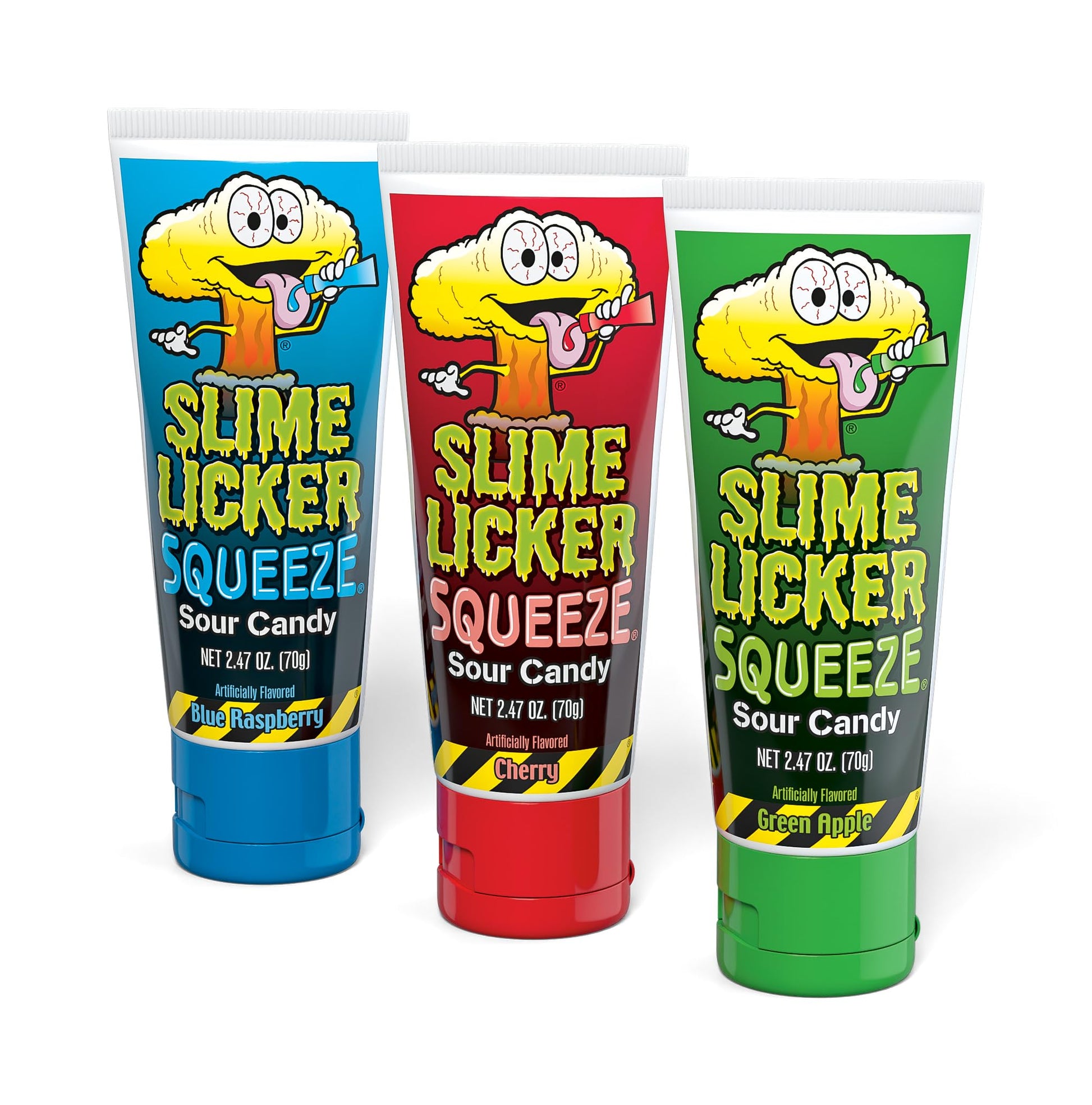 TOXIC WASTE - Slime Licker Squeeze - Sour Squeeze Slime Candy - Green Apple, Blue Razz, & Cherry Flavors - 2.47 oz. Tubes - 3 Pa
