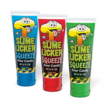 TOXIC WASTE - Slime Licker Squeeze - Sour Squeeze Slime Candy - Green Apple, Blue Razz, & Cherry Flavors - 2.47 oz. Tubes - 3 Pa