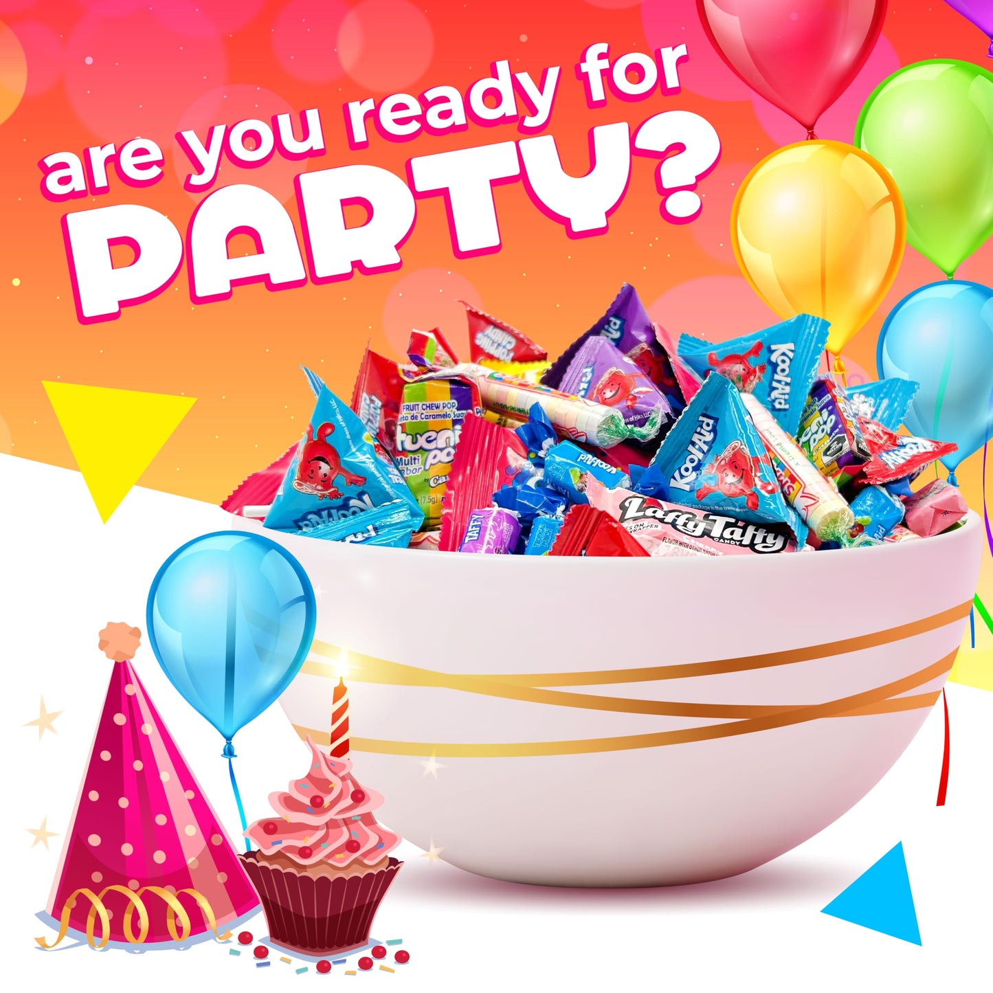 Easter Candy Mix - Pinata Stuffers | 3 Pound Bag | Smarties, Kool-Aid, Tueni Pops, Fruit Chews (Approx. 220 Count)