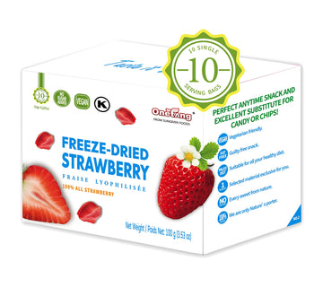 ONETANG Freeze-Dried Strawberry Fruit Snacks, Non-GMO, Vegan, Gluten-Free, 10 Pack, 0.35 Ounce per Pack