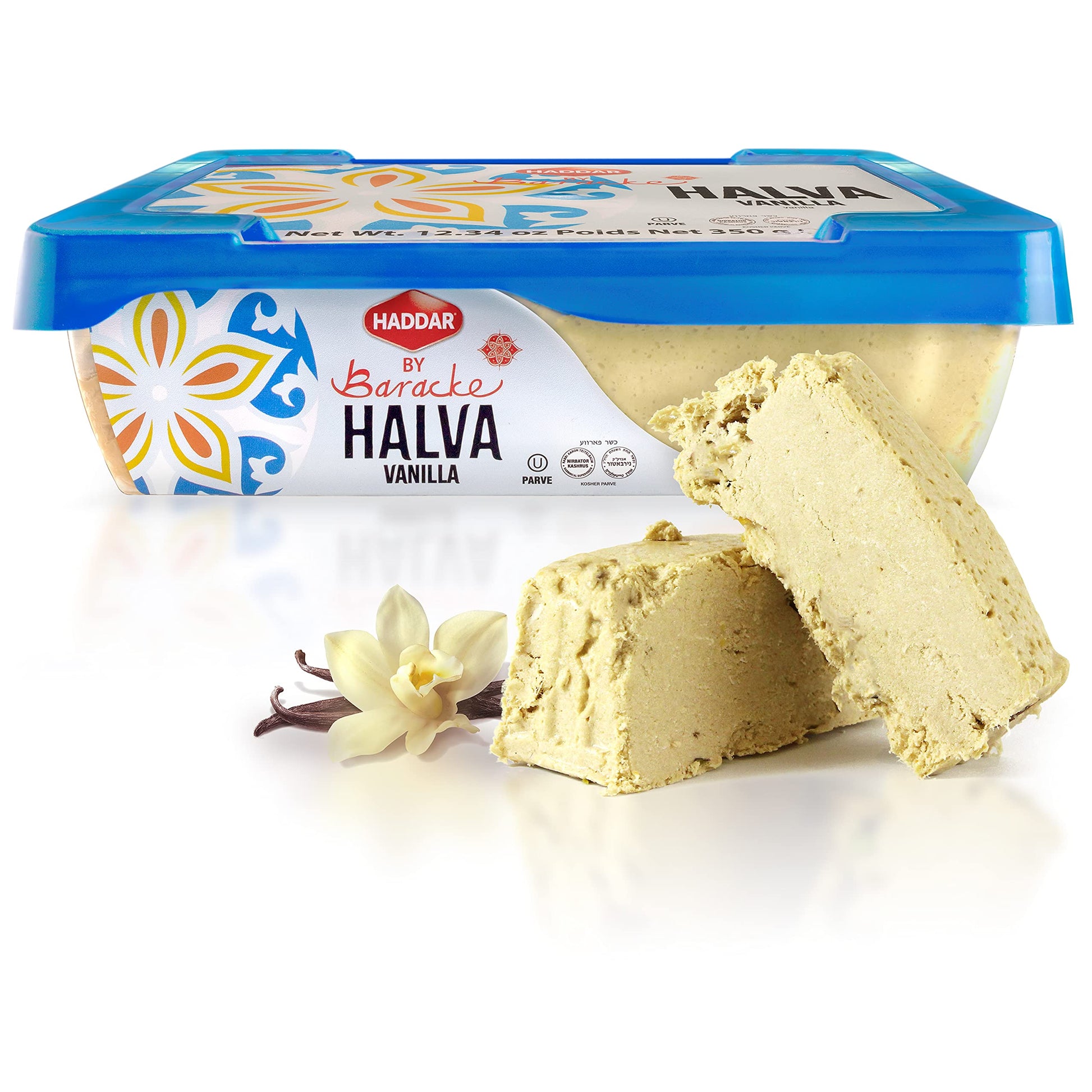 Haddar By Baracke Premium Quality Vanilla Halva 12.34Oz | Fine Sesame Seed Paste Dessert Made With Tahini, Gluten Free, Vegan, K