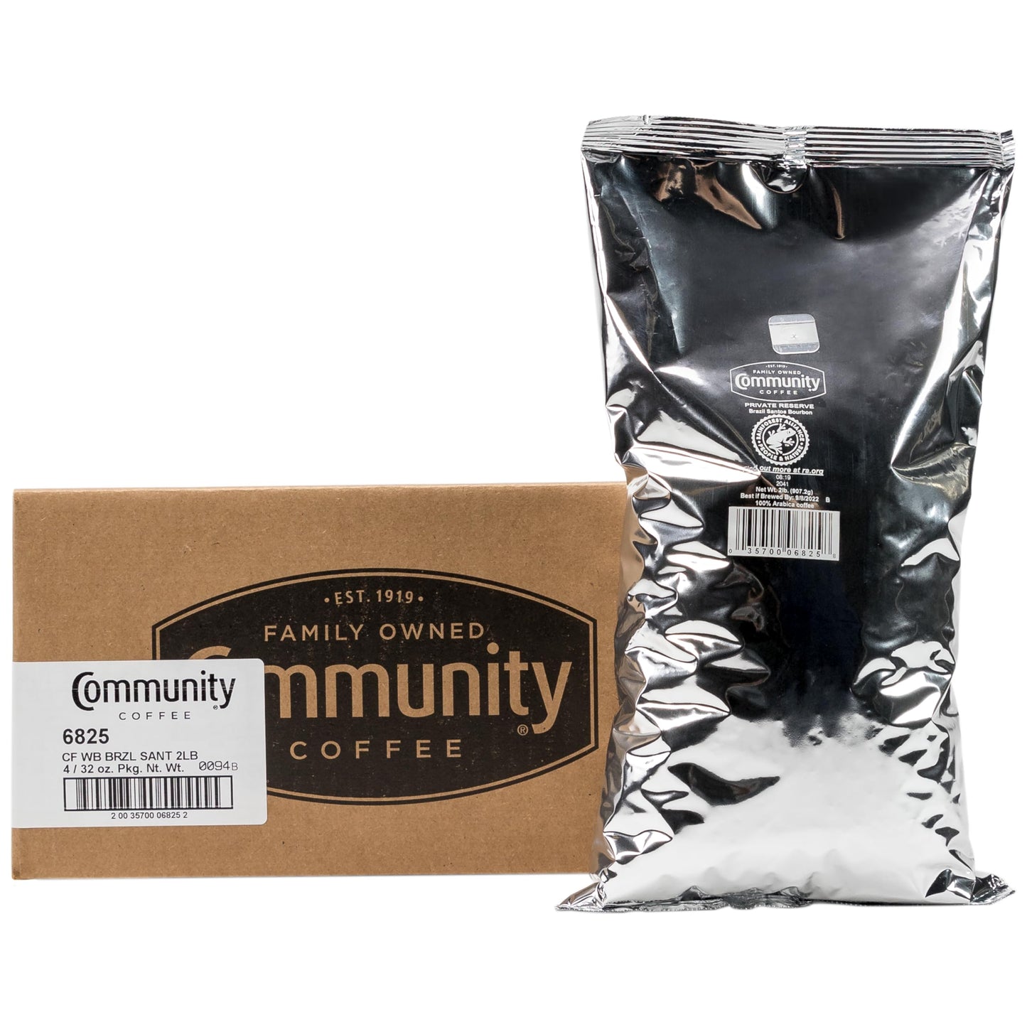 Community Coffee Private Reserve Brazil Santos spirit-inspired flavor Whole Bean Coffee  Medium-Dark Roast  32 Ounce Bag (Pack of 4)