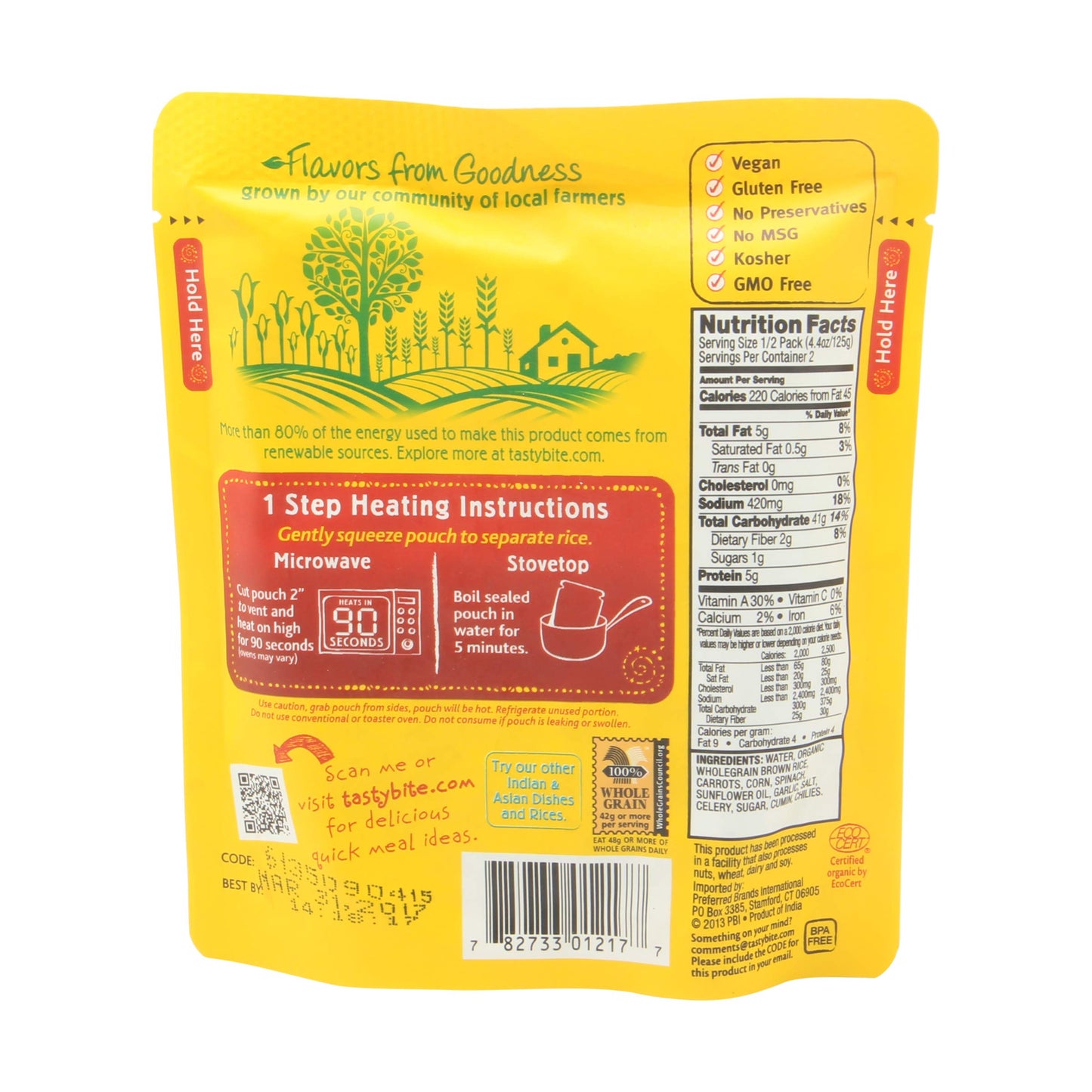 TASTYBITE garlic Brown Rice 8.8 OZ
