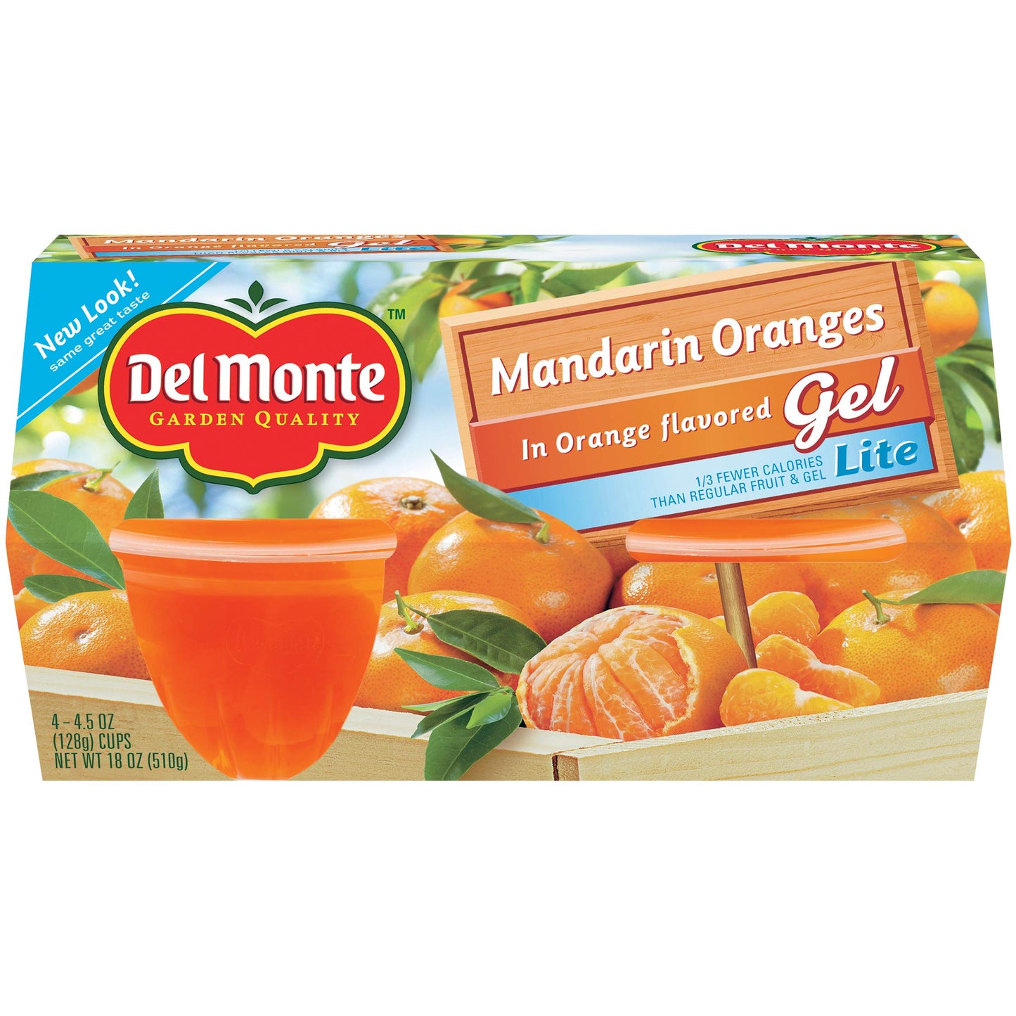 Del Monte Mandarin Oranges in Lite Orange Flavored Gel Plastic Fruit Cups, 4.4-Ounce Cups