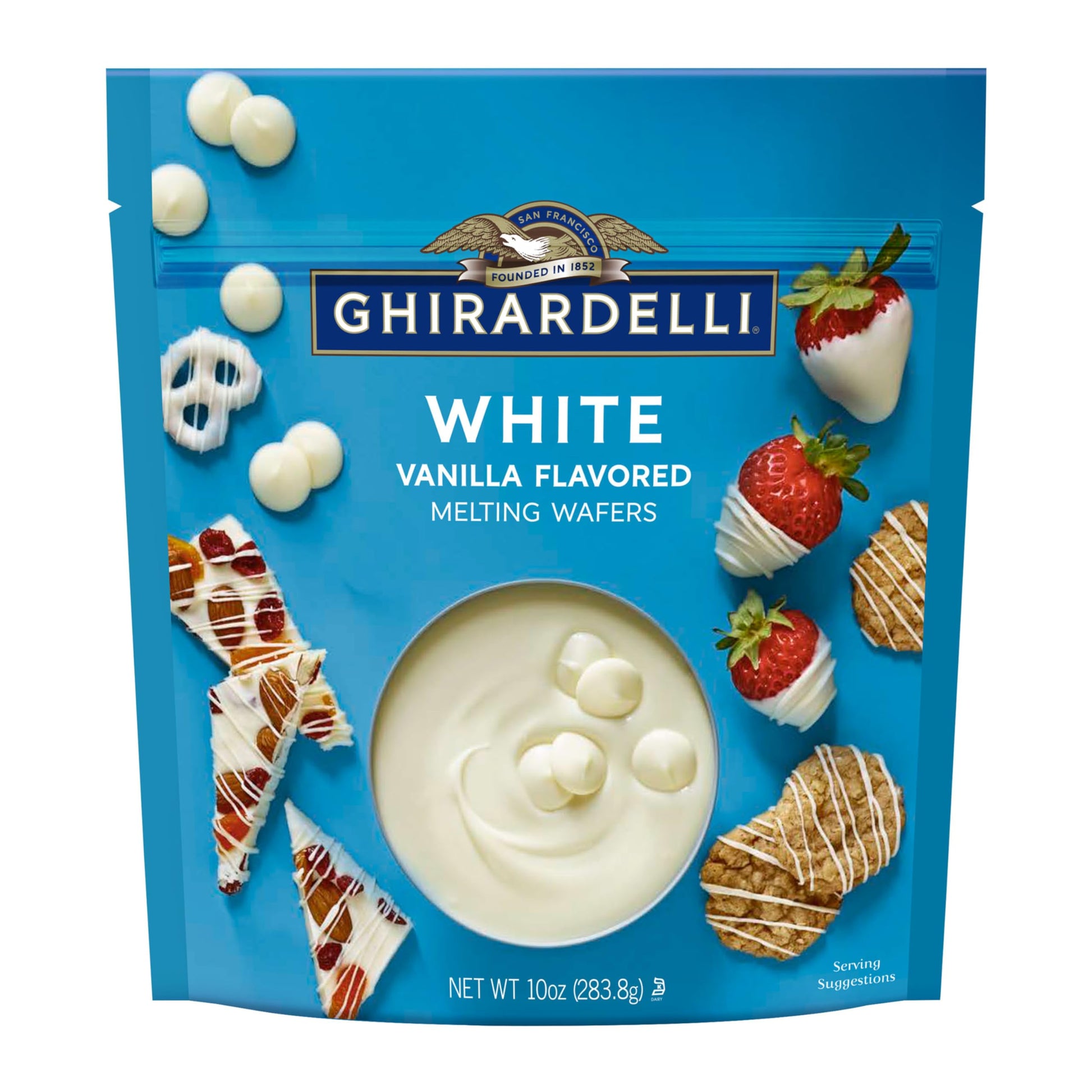 GHIRARDELLI White Vanilla Flavored Melting Wafers  10 OZ Bag