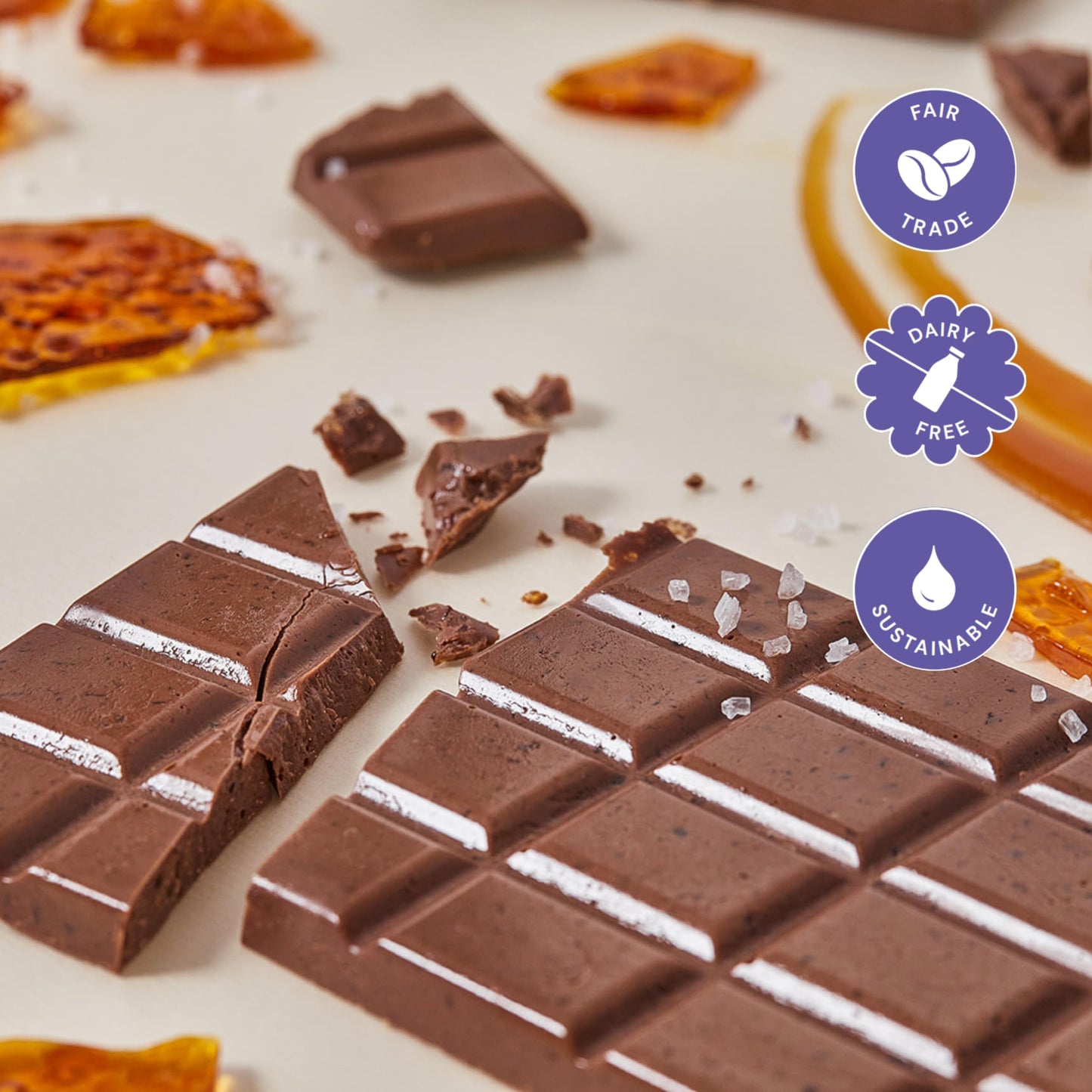 7TH HEAVEN Vegan Oat Milk Chocolate Bars with Caramel & Sea Salt, 3.5 oz, Dairy Free, Fair Trade, Kosher Parve, 4 Packs