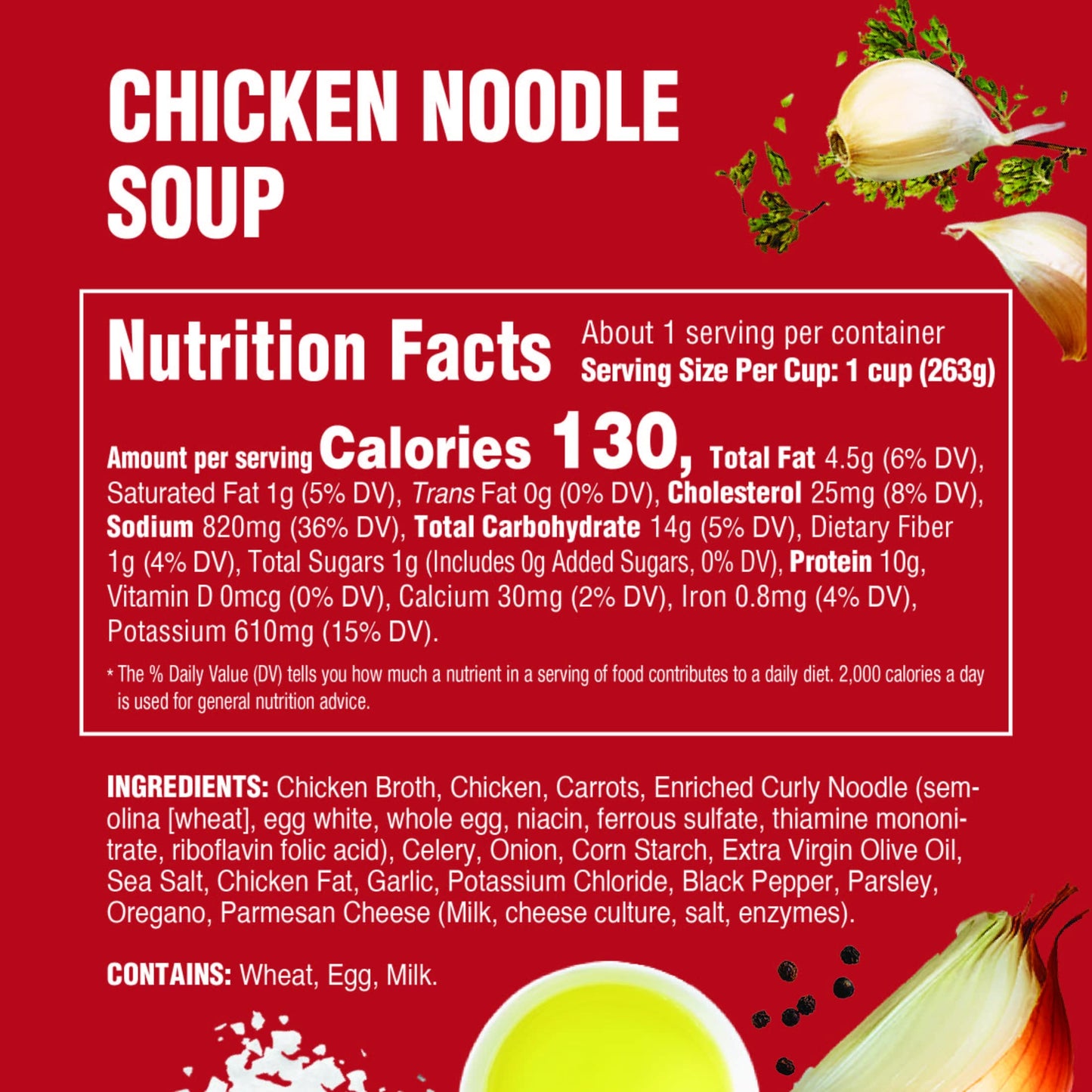 Raos Homemade Chicken Noodle Soup, 16oz, Real Vegetables, Traditional Italian Heat and Serve Soup