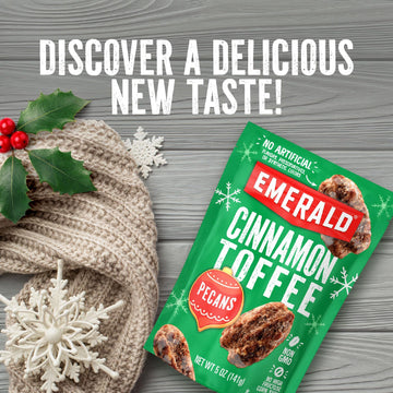 Emerald Nuts Cinnamon Toffee Pecans (1-Pack) | 5Oz Resealable Bag | Kosher Dairy Certified, Non-Gmo, Contains No Artificial Pres