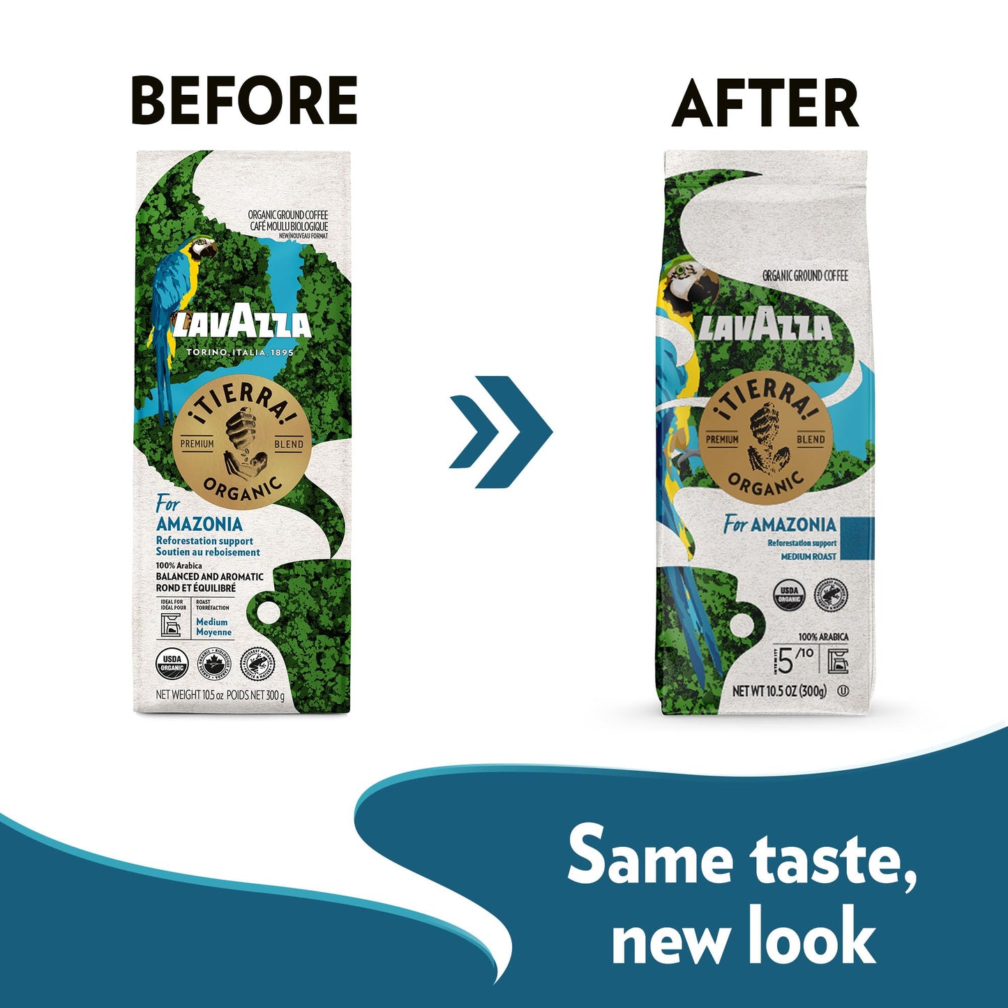 Lavazza ¡Tierra! Organic Amazonia Ground Coffee Medium Roast, Floral Notes, 10.5 Oz (Pack Of 6) - Packaging May Vary
