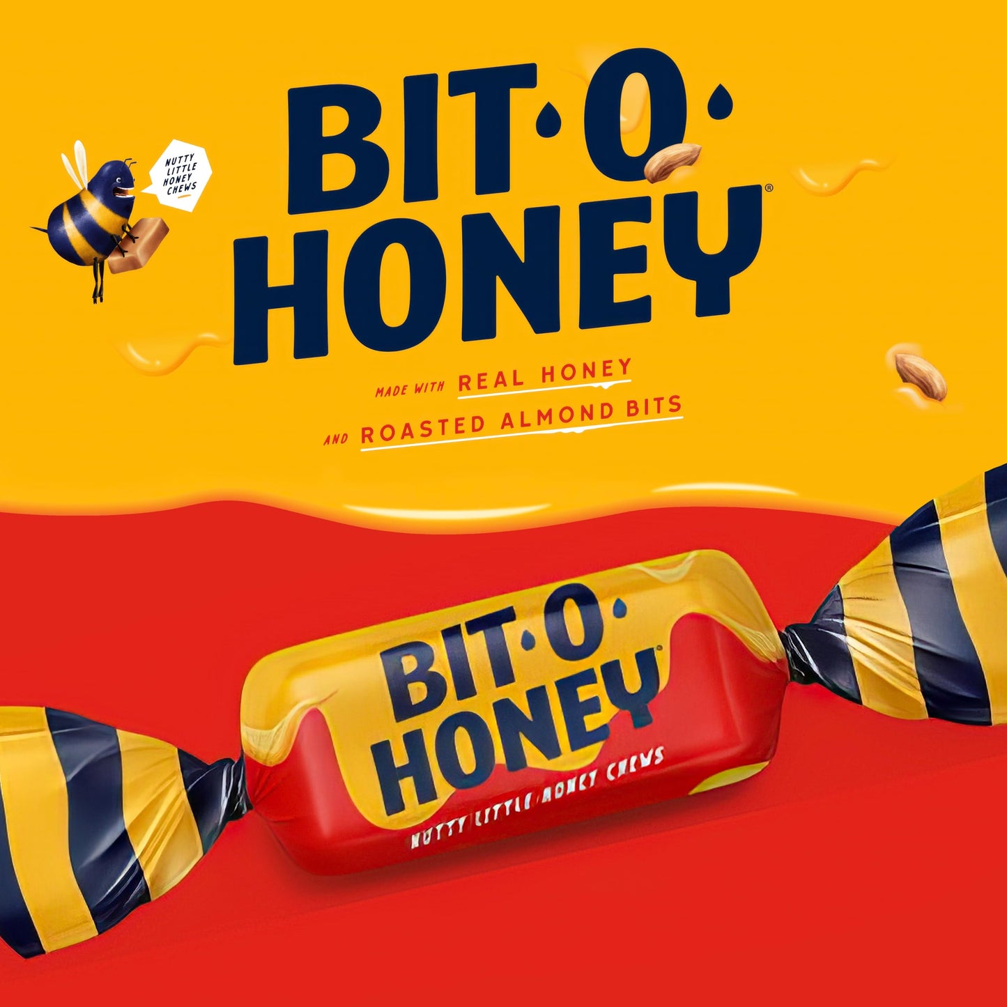 Bit O Honey Candy - 2 Pounds - Approx 175 Traditional Christmas Candy - Bulk Candy Individually Wrapped - Classic Candy - Chewy