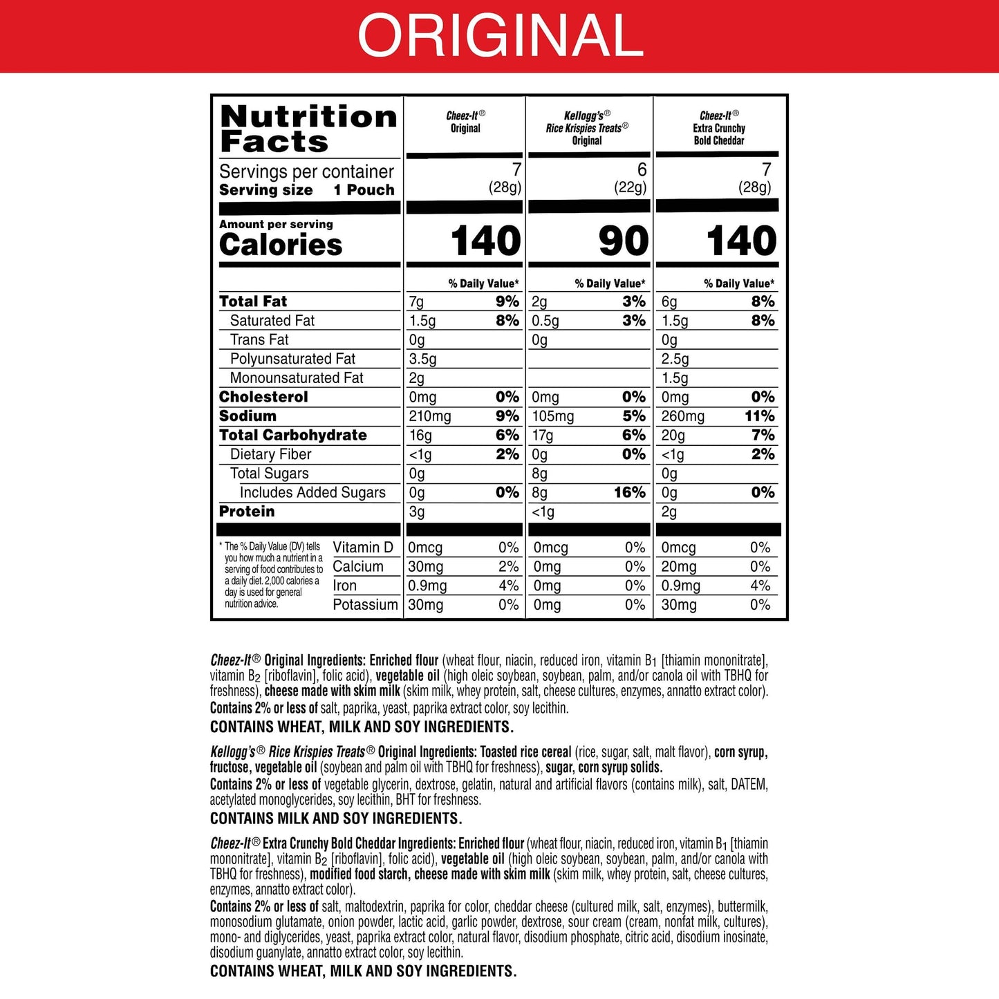Kelloggs Cheez-It & Rice Krispies Treats, Lunch Snacks, Mega Variety Pack, 18.68oz Box (20 Count)