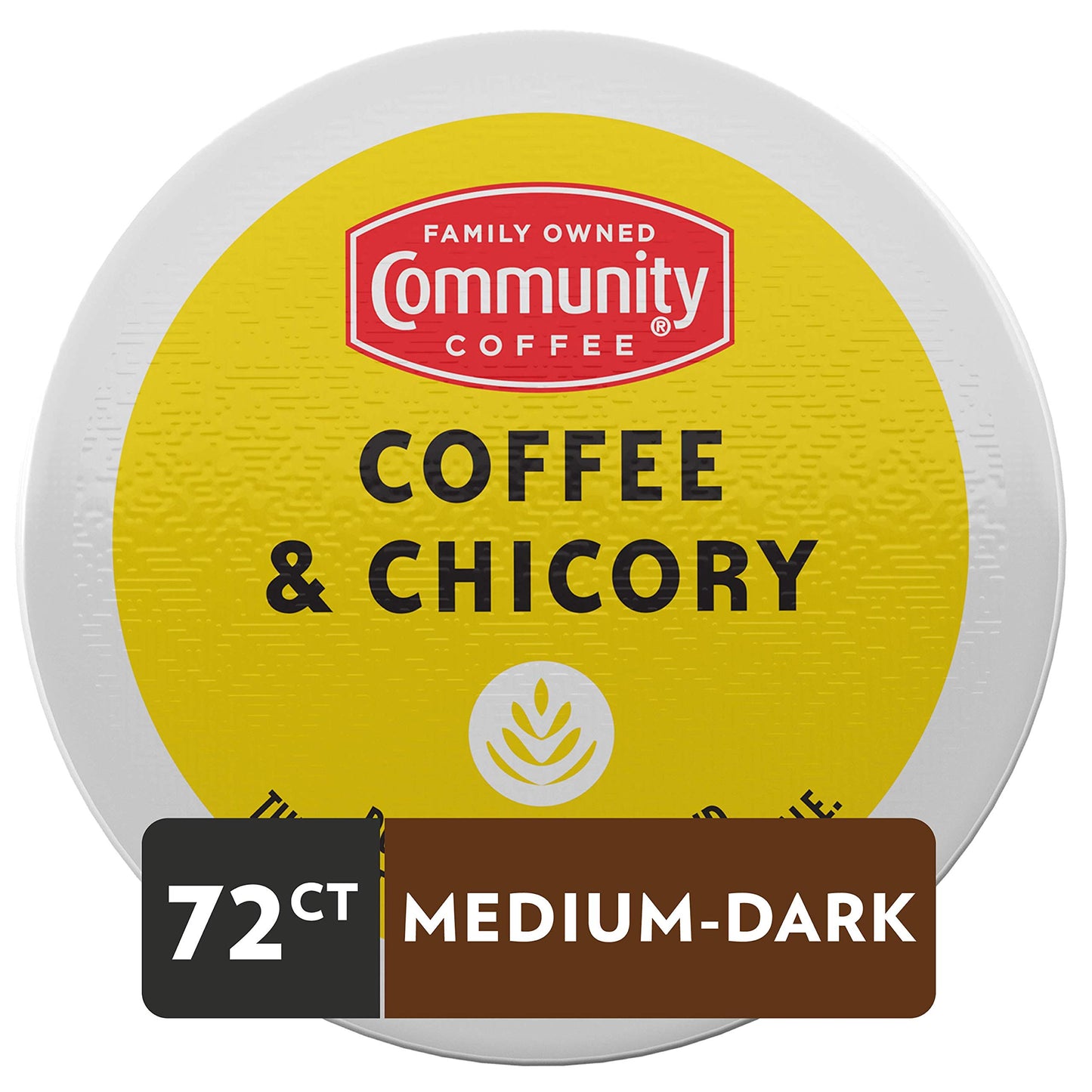 Community Coffee Coffee & Chicory Pods, Medium-Dark Roast, Compatible with Keurig 2.0, 72 Count (Pack of 1)