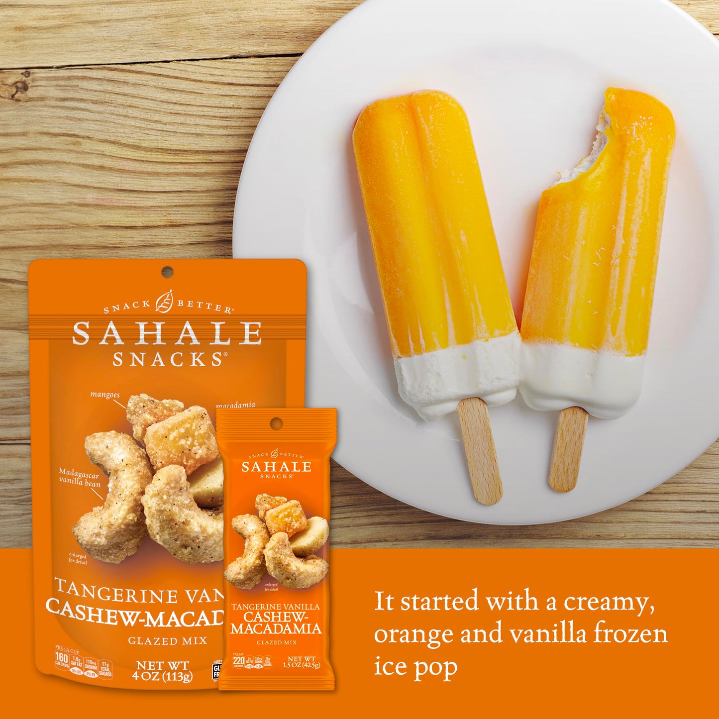 Sahale Snacks Tangerine Vanilla Cashew Macadamia Glazed Mix, 4 Ounce (Pack of 6)