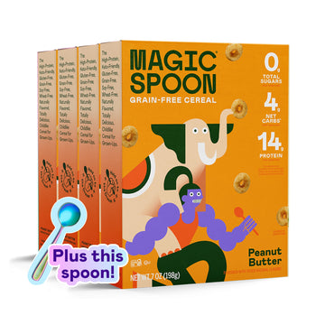 Magic Spoon Cereal, Peanut Butter 4-Pack Of Cereal And Spoon - Keto & Low Carb Lifestyles I Gluten & Grain Free I High Protein I
