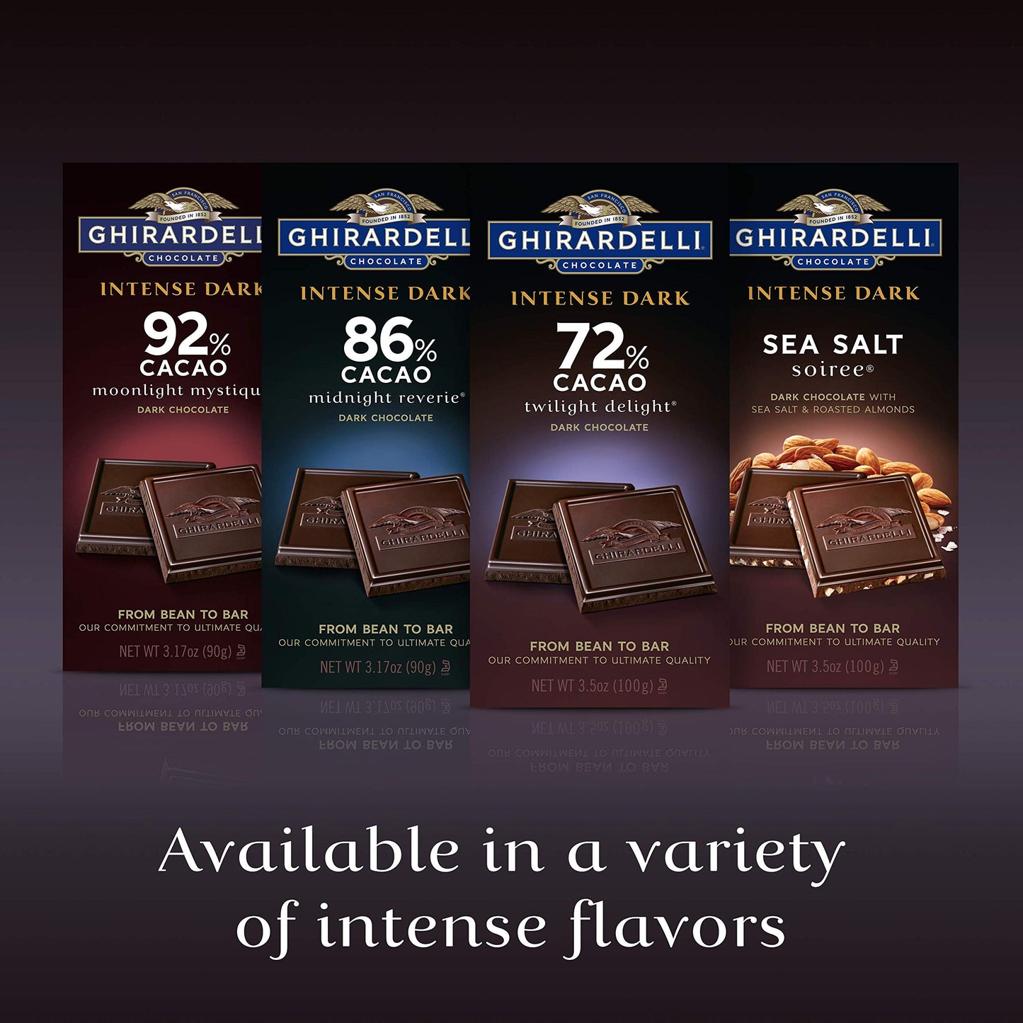 Ghirardelli Chocolate Intense Dark Bar, Midnight Reverie, 3.17 Oz, Pack Of 6