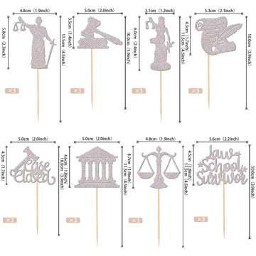 24 Pcs 2024 Lawyer Graduation Cupcake Toppers Glitter Case Closed Court Law School Survivor Cupcake Picks For For 2024 Graduatio