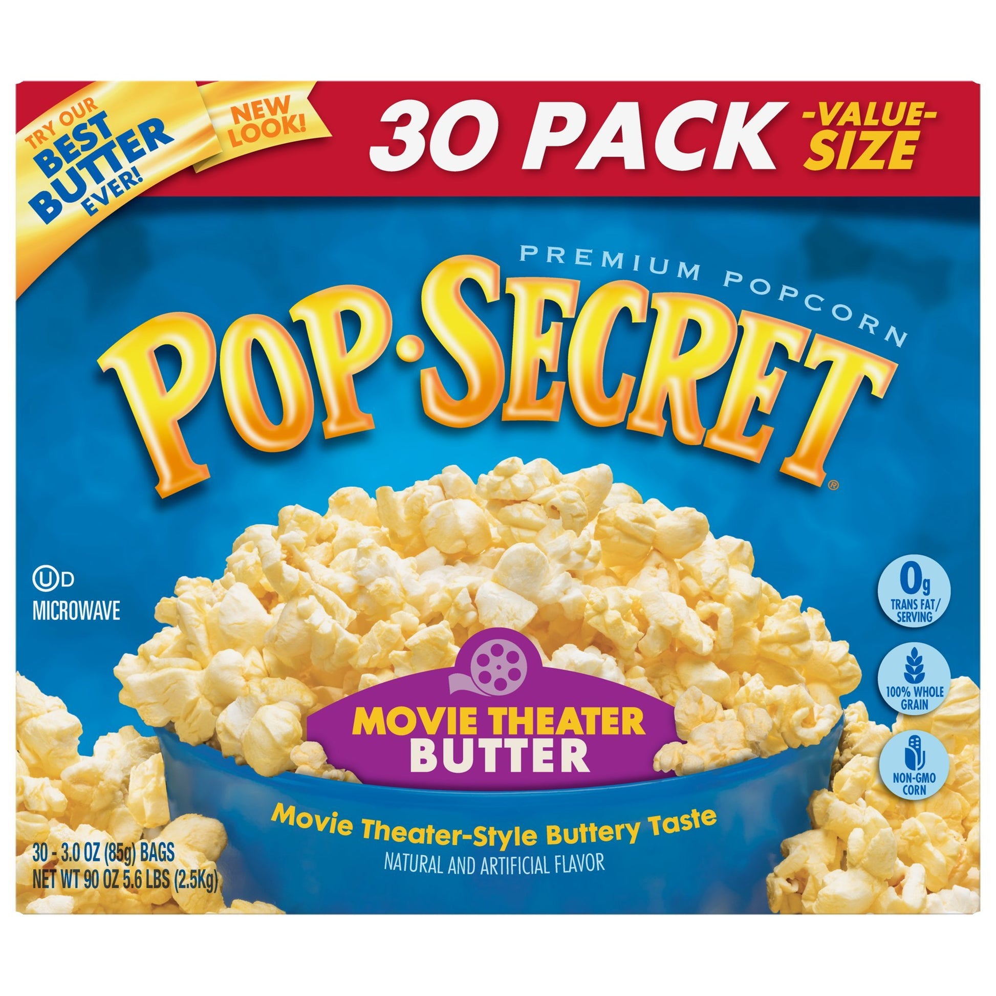 KITMOUS Pop Secret Popcorn, Movie Theater Butter, 3 oz. Pack of 30, Model TS0417-A700ML-M488