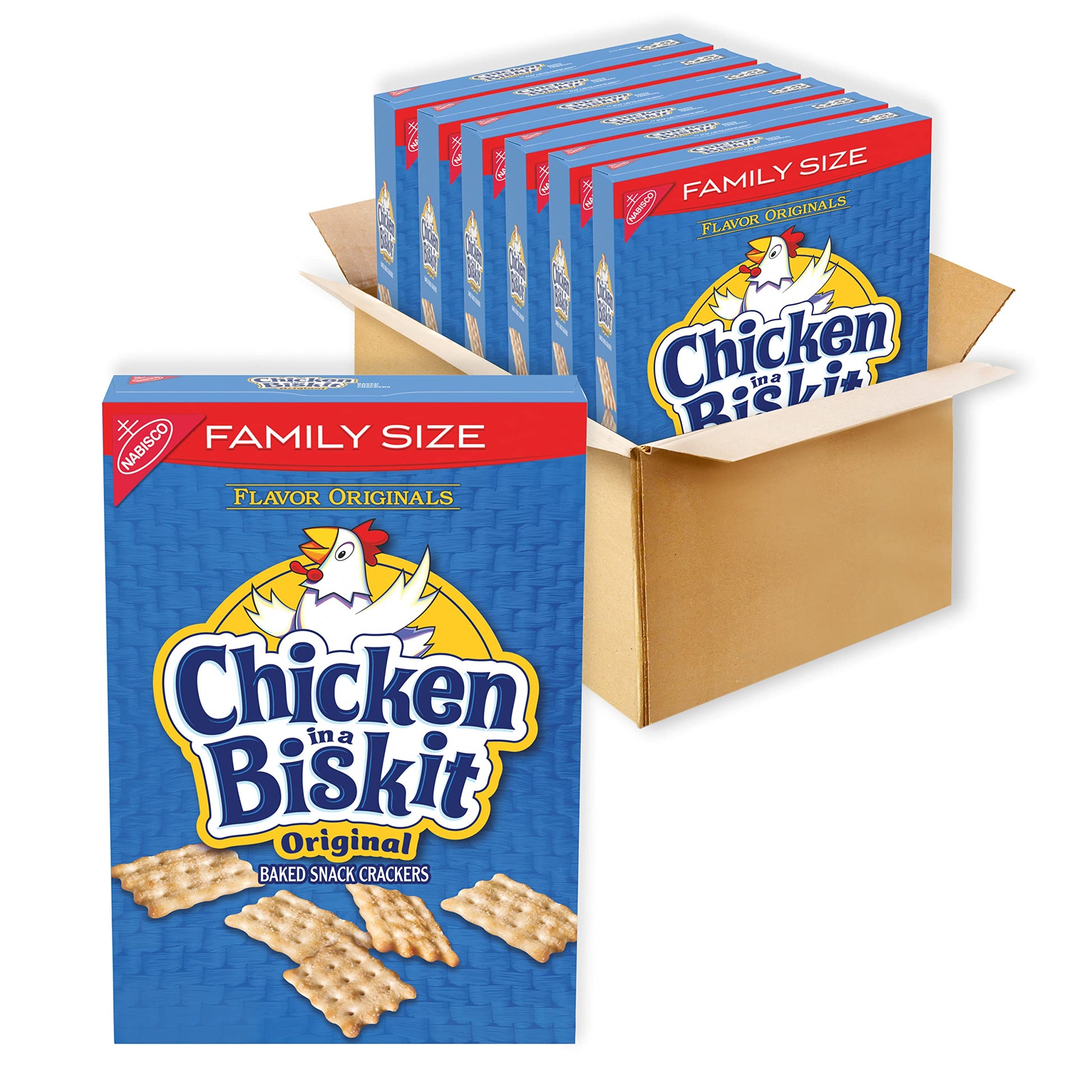 Chicken In A Biskit Original Baked Snack Crackers, Family Size, 6 - 12 Oz Boxes