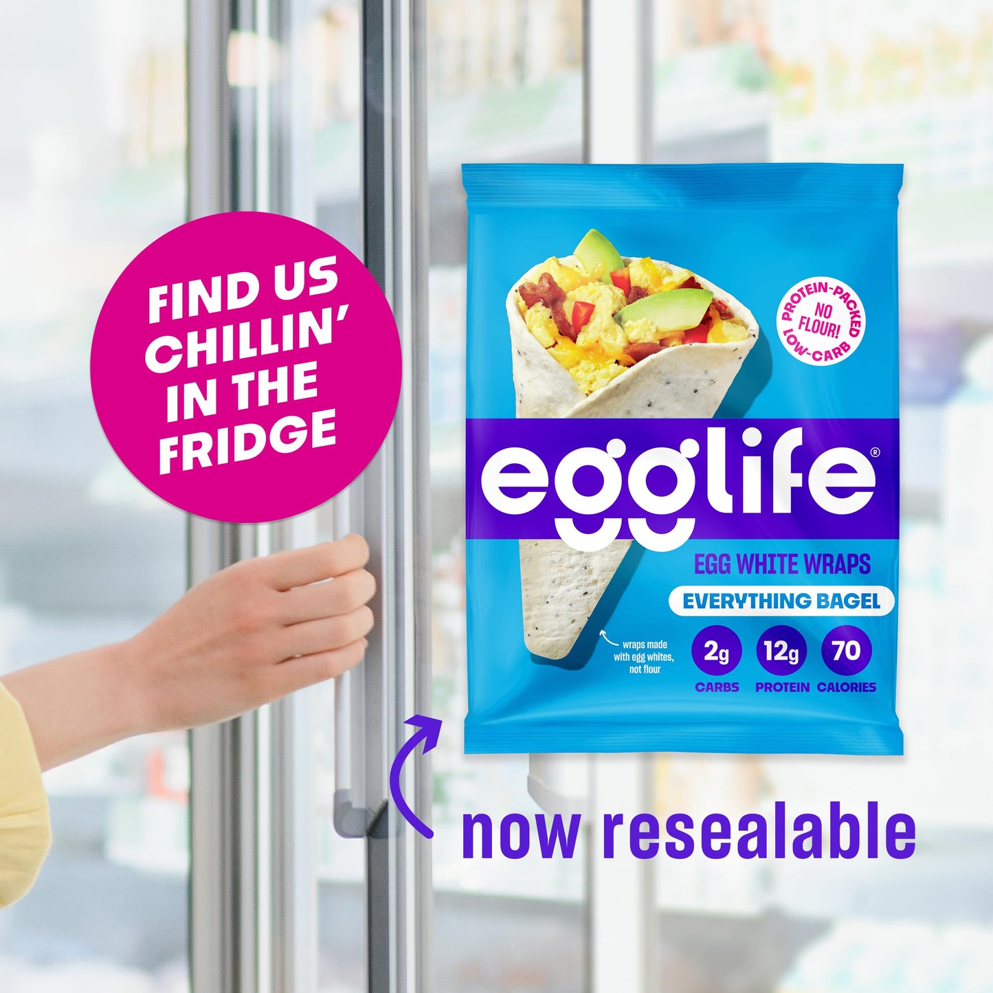Egglife Everything Bagel Egg White Wraps - (6 Count) - Refrigerated, Flourless, Gluten Free Wraps - Low Carb Tortilla Alternativ