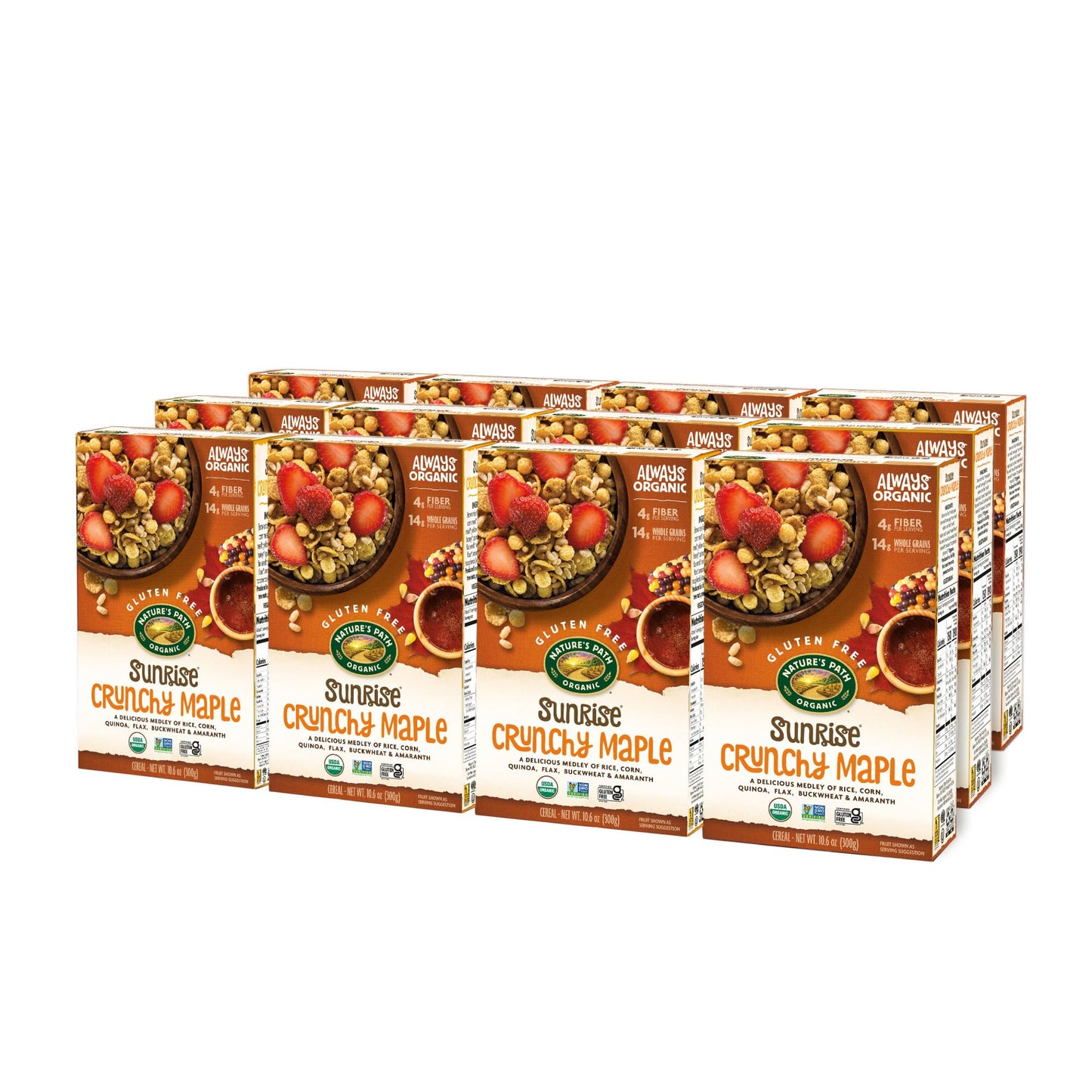 Nature'S Path Sunrise Organic Gluten Free Cereal, Crunchy Maple, 10.6 Oz Box (Pack Of 12)