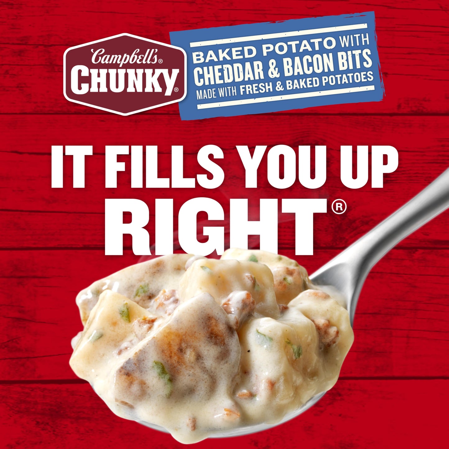 Campbell s Chunky Soup, Baked Potato with Cheddar and Bacon Bits Soup, 18.8 Oz Can (Case of 12)