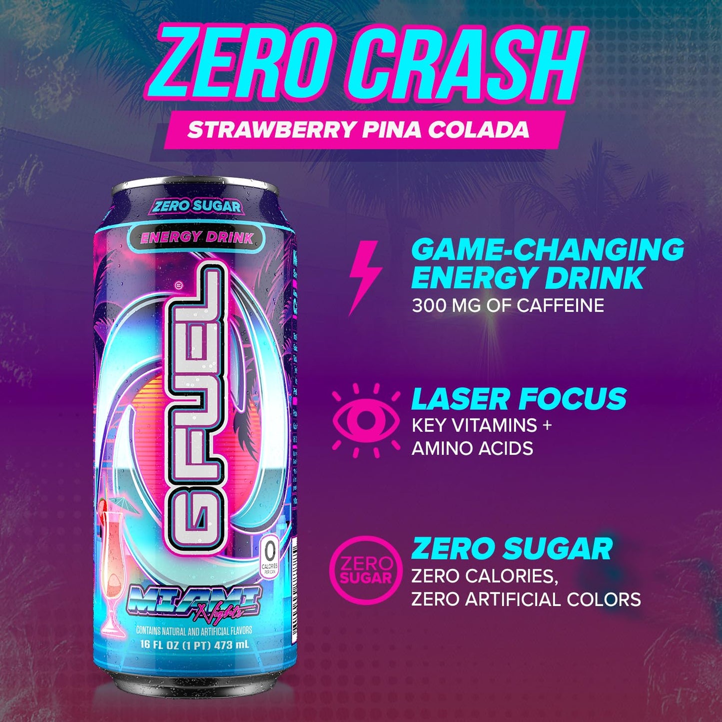 G Fuel Energy Drink, Strawberry Pina Colada, Sugar Free, 140mg Caffeine, 16 Fl Oz, 12-Pack