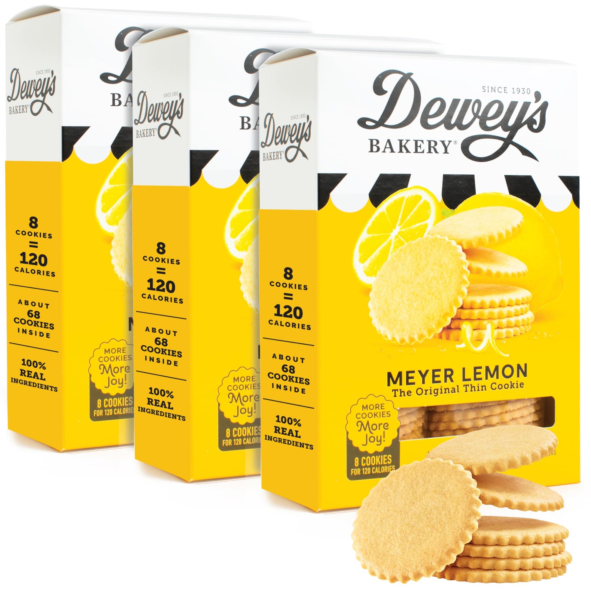Deweys Bakery Meyer Lemon Moravian Style Cookie Thins, Bakery Fresh with Real Simple Ingredients, Low Calorie Snack, No Artific