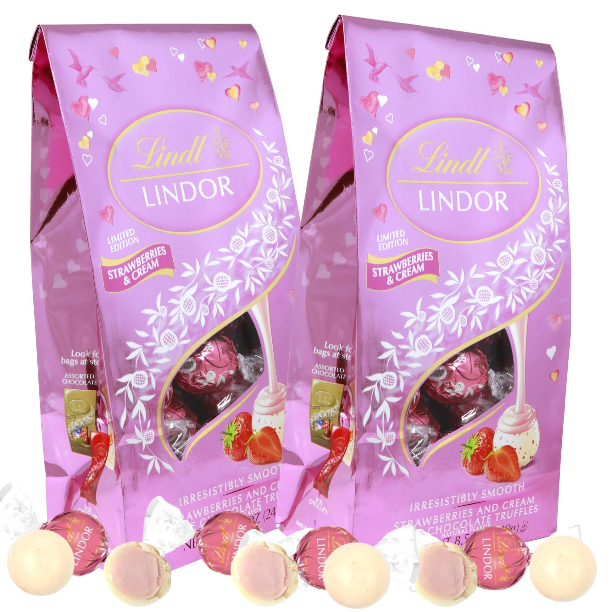 Valentines Strawberries And Cream White Chocolate Truffles  Special Release Valentine Candies For Gift Baskets Or Party Favors  2 Pack  5.1 Ounces