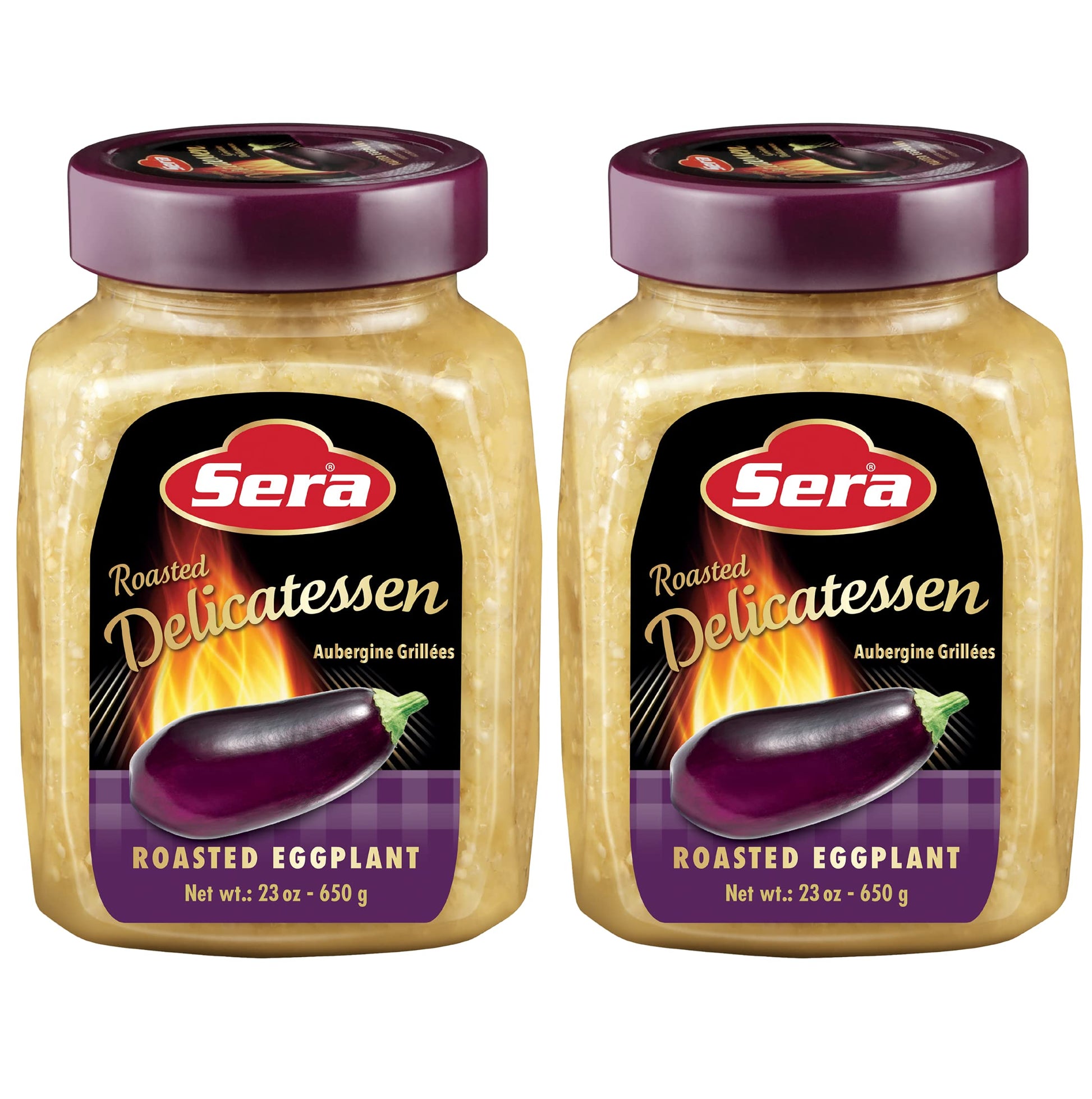 Sera Roasted Delicatessen Roasted Eggplant 23 Oz | Ready to Serve Precooked Eggplant | Smokey Flavor | Perfect for Grilling, Veg