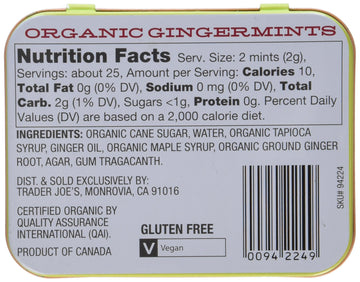 Trader Joe'S Organic Gingermints 40G., 50 Mints (Pack Of 2)