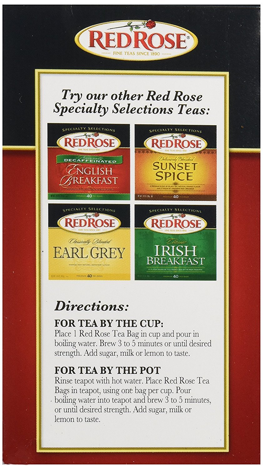 Red Rose English Breakfast Tea, 40 Ct