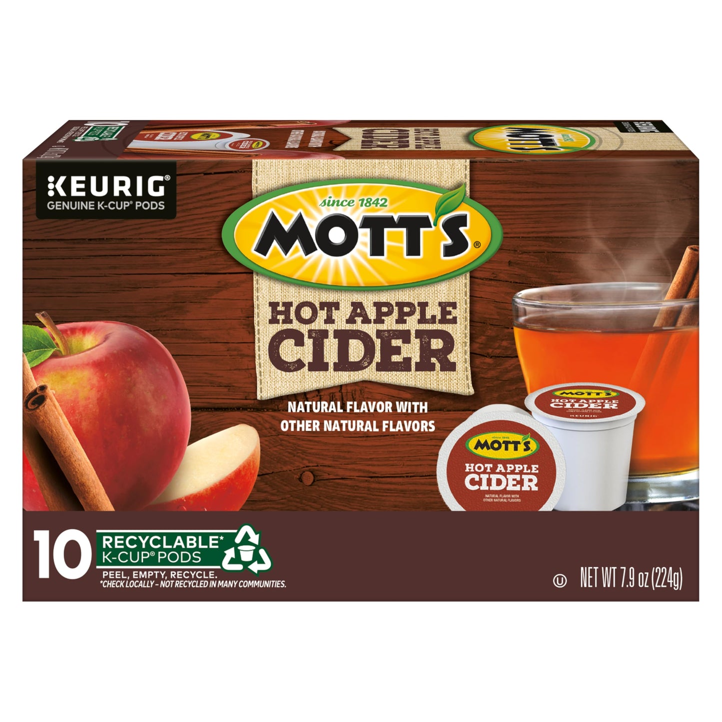 Keurig Motts Hot Apple Cider, 60 Count (6 Packs of 10), Ideal for Warm Beverages