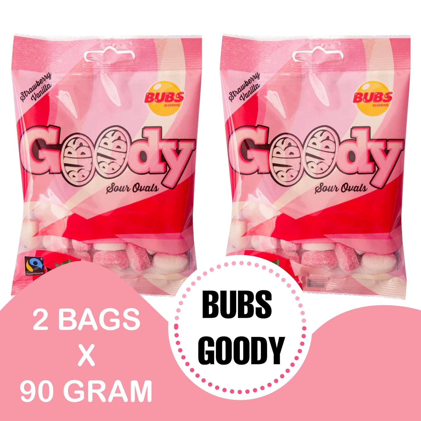 Scandylicious Bubs Goody Candy Ovals Pack - Strawberry/Vanilla, 2 Pack, 12.6 cm x 5.2 cm x 21.4 cm