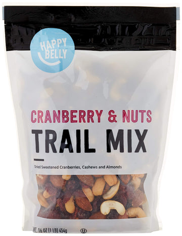 Happy Belly Trail Mix with Cranberries & Nuts, 16 Ounce (Pack of 1)