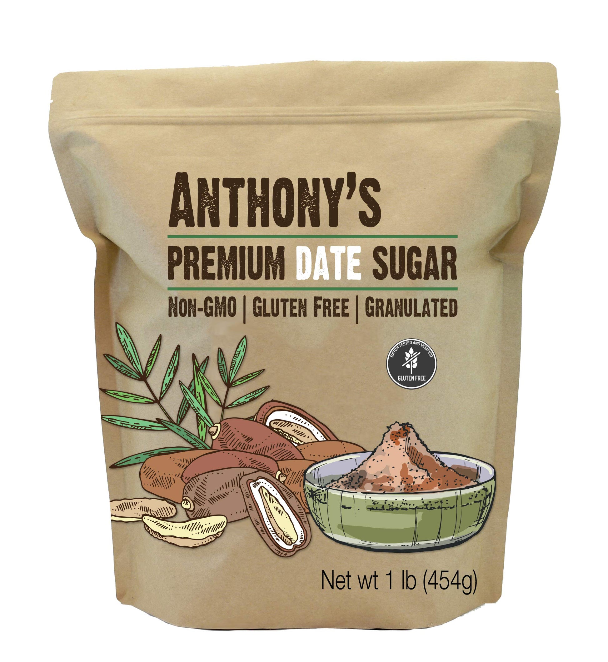 Anthony'S Date Sugar, 1 Lb, Gluten Free, Non Gmo, Vegan, Granulated