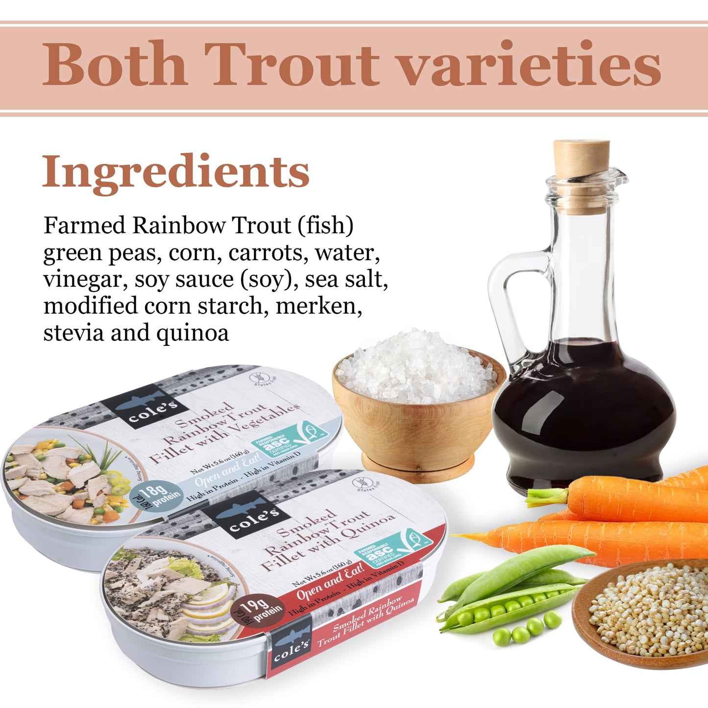 Coles Open & Eat Meals Variety Pack | Smoked Salmon & Trout with Quinoa & Vegetables | 5.6 oz | 24 Pack