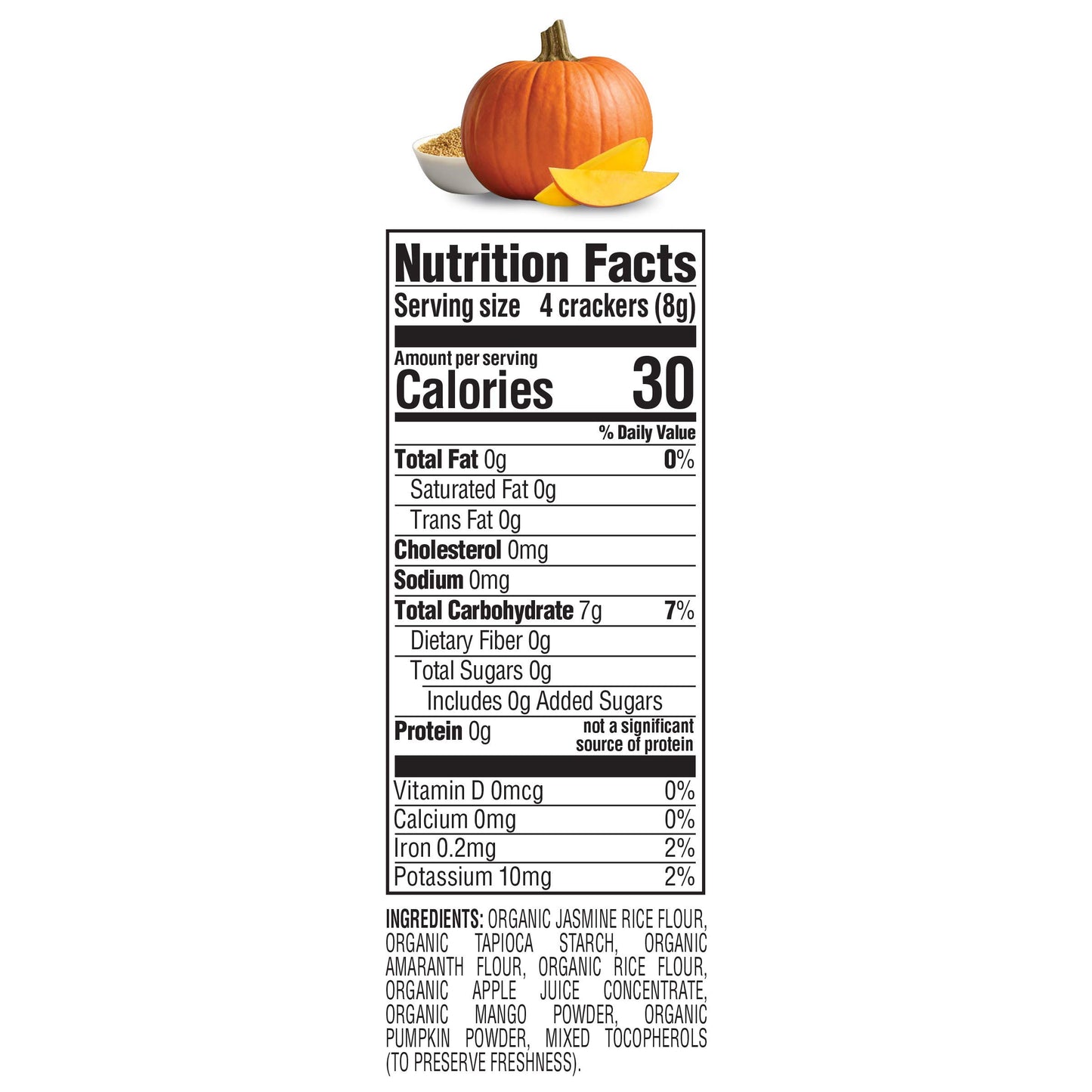 Happy Baby Organics Baby Snacks, Gentle Teething Crackers, Gluten Free & Vegan, Mango & Pumpkin, 12 Count (Pack Of 6)